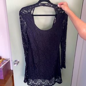Black lace mini dress